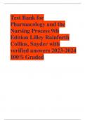 Test Bank for Pharmacology and the Nursing Process 9th Edition Lilley Rainforth Collins, Snyder with verified answers 2023-2024 100%Graded