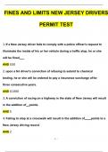 NJ(new jersey) Drivers Permit Test Fines and Limit Updated 2024 Questions and Answers 2024 / 2025 (Verified Answers by Expert)