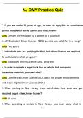 NJ DMV Practice Quiz 2024 Questions and Answers 2024 / 2025 (Verified Answers by Expert)