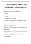 Certified Ophthalmic Assistant Exam Questions with 100% Correct Answers