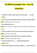 NJ DMV Knowledge Test - Top 150 Questions and Answers 2024 / 2025 (Verified Answers by Expert)