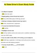 NJ State Driver's Exam Study Guide Questions and Answers 2024 &sol; 2025 &lpar;Verified Answers by Expert&rpar;