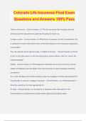 Colorado Life Insurance Final Exam Questions and Answers 100% Pass