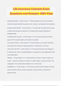 Life Insurance Colorado Exam Questions and Answers 100% Pass