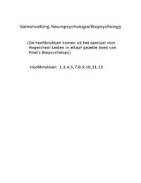 Samenvatting Neuropsychologie/Biopsychology