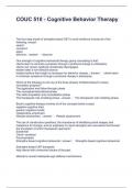 COUC 510 - Cognitive Behavior Therapy Questions and Answers Graded A+