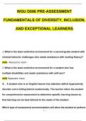 WGU D096 PRE-ASSESSMENT FUNDAMENTALS OF DIVERSITY, INCLUSION, AND EXCEPTIONAL LEARNERS Questions and Answers 2024 / 2025 (Verified Answers by Expert)