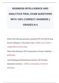 BUSINESS INTELLIGENCE AND  ANALYTICS FINAL EXAM QUESTIONS  WITH 100% CORRECT ANSWERS {  GRADED A+} 