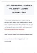 TOEFL SPEAKING QUESTIONS WITH  100% CORRECT ANSWERS {  GUARANTEED A+} 