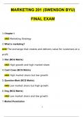 (MKTG) Marketing 201 (Swenson BYU) FINAL EXAM Questions and Answers 2024 / 2025 (Verified Answers by Expert)