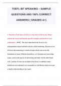 TOEFL IBT SPEAKING – SAMPLE  QUESTIONS AND 100% CORRECT  ANSWERS { GRADED A+}