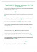 Class F LICENSE Questions And Answers 2024 With Verified Tests