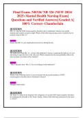 Final Exam: NR326/ NR 326 (NEW 2024/ 2025) Mental Health Nursing Exam|  Questions and Verified Answers| Graded A| 100% Correct- Chamberlain 