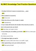 NJ MVC Knowledge Test Practice Exam Questions and Answers 2024 &sol; 2025 &lpar;Verified Answers by Expert&rpar;