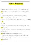 NJ MVC Written Test 2024 Questions and Answers 2024 &sol; 2025 &lpar;Verified Answers by Expert&rpar;