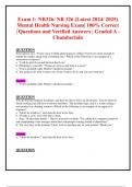 Exam 1: NR326/ NR 326 (Latest 2024/ 2025) Mental Health Nursing Exam| 100% Correct  | Questions and Verified Answers | Graded A - Chamberlain 