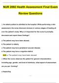 NUR 2092 / NUR2092 Health Assessment Final Exam Review Questions and Answers 2024 / 2025 (Verified Answers by Expert)