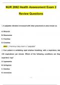 NUR 2092 / NUR2092 Health Assessment Exam 2 Review Questions and Answers 2024 / 2025 (Verified Answers by Expert)