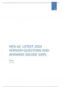 HESI A2  LATEST 2024 VERSION QUESTIONS AND ANSWERS SOLVED 100%  