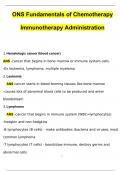 ONS Fundamentals of Chemotherapy Immunotherapy Administration Exam Questions and Answers 2024 / 2025 (Verified Answers by Expert)