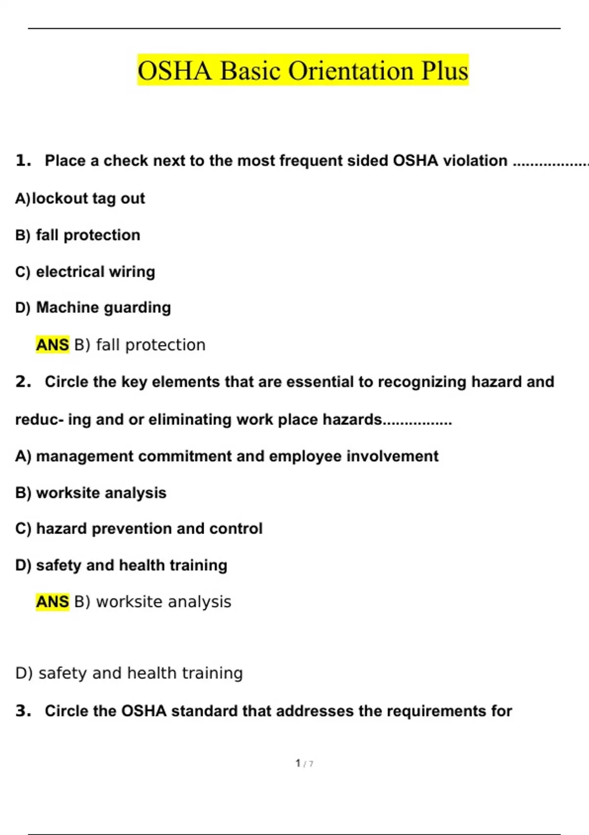 OSHA Basic Orientation Plus Test 2025 Questions and Answers 2025 / 2026 ...