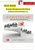 Frank Rothaermel, Strategic Management, 6th Edition TEST BANK, Verified Chapters 1 - 12, Complete Newest Version 