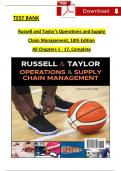 Russell and Taylor's, Operations and Supply Chain Management, 10th Edition, TEST BANK, Verified Chapters 1 - 17, Complete Newest Version 