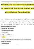WGU D152 Pre-Assessment Considerations for Instructional Planning for Learners with Mild to Moderate Exceptionalities 2024 Questions and Answers 2024 &sol; 2025 &lpar;Verified Answers by Expert&rpar;