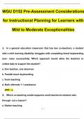 WGU D152 Pre-Assessment Considerations for Instructional Planning for Learners with Mild to Moderate Exceptionalities 2024 Questions and Answers 2024 / 2025 (Verified Answers by Expert)