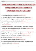 ARIZONA REAL ESTATE ACTUAL EXAM 300 QUESTIONS AND VERIFIED ANSWERS 2024. A+ GRADED.