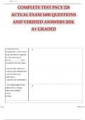 COMPLETE TEST PSCY 228 ACTUAL EXAM 1600 QUESTIONS AND VERIFIED ANSWERS 2024. A+ GRADED.