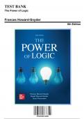 Solution Manual for The Power of Logic, 6th Edition by Frances Howard-Snyder, 9781259231209, Covering Chapters 1-10 | Includes Rationales