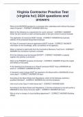 Virginia Contractor Practice Test  &lpar;virginia hci&rpar; 2024 questions and  answers