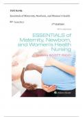 Test Bank- Essentials of Maternity&comma; Newborn&comma; and Women's Health 5th Edition &lpar; Susan Ricci&comma; 2020&rpar; Latest Edition