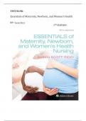 Test Bank- Essentials of Maternity, Newborn, and Women's Health 5th Edition ( Susan Ricci, 2020) All Chapters || Latest Edition 