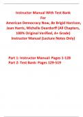 Instructor Manual With Test Bank for American Democracy Now 8th Edition By Brigid Harrison, Jean Harris, Michelle Deardorff (All Chapters, 100% Original Verified, A+ Grade) Instructor Manual (Lecture Notes Only)