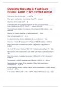 Chemistry Semester B&colon; Final Exam Review &vert; Latest &vert; 100&percnt; verified correct 