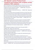 NC Adjuster License updated Practice Exam Questions and Answers with complete verified solutions 100&percnt; solutions