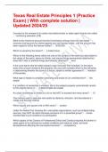 Texas Real Estate Principles 1 &lpar;Practice Exam&rpar; &vert; With complete solution &vert; Updated 2024&sol;25