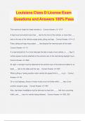 Louisiana Class D License Exam Questions and Answers 100% Pass