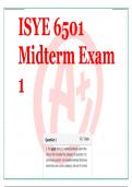 ISYE 6501 Midterm Exam 1 Questions and Correct Answers