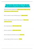 Biodiversity Unit 2 Exam&colon; Dr&period; Brooks FAU Questions and Answers Rated A&plus;