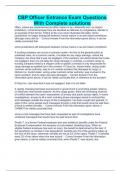 CBP Officer Entrance Exam Questions  With Complete solutions