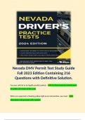   Nevada DMV Permit Test Study Guide Fall 2023 Edition Containing 216 Questions with Definitive Solution.