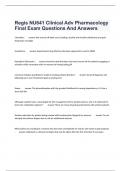 Regis NU641 Clinical Adv Pharmacology Final Exam Questions And Answers