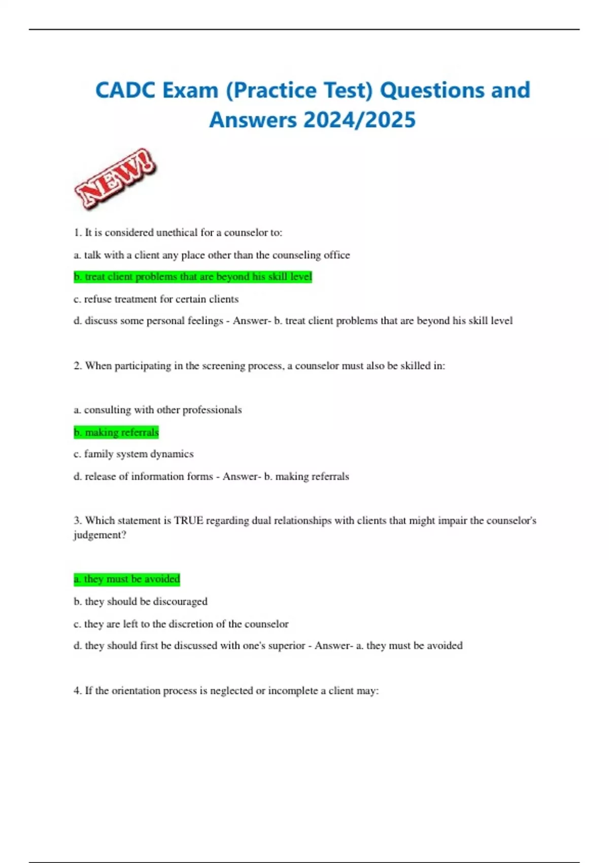 CADC Exam (Practice Test) Questions and Answers 2024/2025 - CADC ...