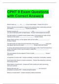 CPHT 9 Exam Questions with Correct Answers 