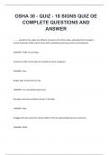 OSHA 30 - QUIZ - 18 SIGNS QUIZ OE COMPLETE QUESTIONS AND ANSWER