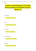 Anatomy and Physiology 101 Final Exam  Review Questions and Verified Answers &vert;  Passed &vert; A&plus; 