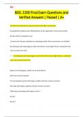 BIOL 2200 Final Exam Questions and  Verified Answers &vert; Passed &vert; A&plus;